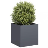 Jardinieră vidaXL Antracit 40x40x40 cm Oțel Laminat la Rece, Ghiveci Fund Deschidere, Spațiu Amplu Plante, Stabilă, Decor Gradină