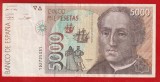 (1) BANCNOTA SPANIA - 5000 PESETAS 1992 (12 OCTOMBRIE), PORTRET COLUMB, NOMINAL MARE, STARE FOARTE BUNA