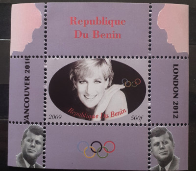 Benin 2009 J.O. Vancouver 2010 , London 2012 Lady Diana, bloc Mnh foto