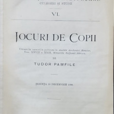 JOCURI DE COPII de TUDOR PAMFILE / INGERUL ROMANULUI , POVESTI SI LEGENDE DIN POPOR de C. RADULESCU - CODIN , 1909-1913 , COLEGAT DE DOUA CARTI *