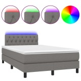 Cumpara ieftin Pat cu arcuri, saltea si LED, gri inchis, 120x200 cm, textil