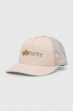 Alpha Industries șapcă culoarea bej, cu imprimeu 106901.578-StreamWhit