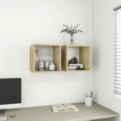 Dulapuri de perete, 2 buc., alb/stejar Sonoma, 37x37x37 cm, PAL GartenMobel Dekor foto