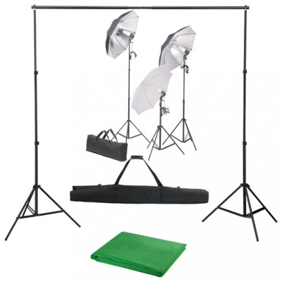 vidaXL Kit studio foto cu set de lumini și fundal foto