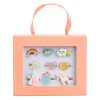 Set Inele, Model Unicorn, 9 Bucăți, Multicolor, Cutie Roz Pudra pentru Copii, Oem