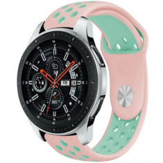 Curea ceas Smartwatch Samsung Galaxy Watch 4, Watch 4 Classic, Gear S2, iUni 20 mm Silicon Sport Pink-Blue