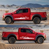 Set 2 stickere autoadezive pentru vehicule Off Road, model &quot;Forest &amp; Mountains&quot;, dimensiune 100 x 20 cm, culoare Alba, AVEX
