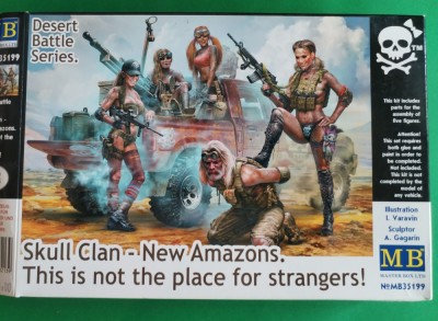 SKULL CLAN &amp;ndash;NEW AMAZONS /THIS IS NOT THE PLACE FOR STRANGERS ! MB MB35199 1/35 DIORAMA MACHETA FIGURINE ASAMBLARE HOBBY CIVILI FANTASY SEXY GIRL foto