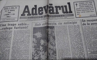 ziarul ADEVĂRUL - 22 martie 1990 foto