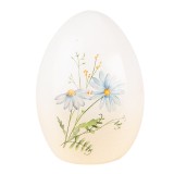 Ou decorativ Paste ceramica alb albastra 10x10x14 cm