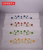 Set 10 Prosoape Fata Bumbac 100% 47x90 cm, 400g/mp, Model Floral, Absorbante, Delicate, Albe cu Flori Colorate