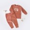 Set Curcubeu cu bluzita cu maneca lunga si pantaloni lungi din 80%bumbac organic si 20% poliester - Caramiziu, BabyCosy (Marime: 9-12 luni)