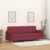 Gossi canapea cu 3 locuri, rosu vin, 180 cm, material textil
