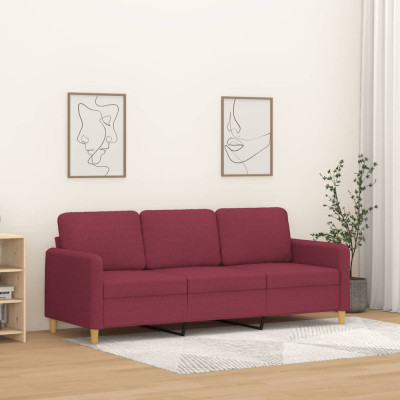 Gossi canapea cu 3 locuri, rosu vin, 180 cm, material textil foto