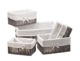 Cumpara ieftin Set 5 cosuri depozitare hartie gri antracit textil alb 21 x 13 x 11 cm, 25 x 17,5 x 13 cm, 40 x 30 x 15 cm