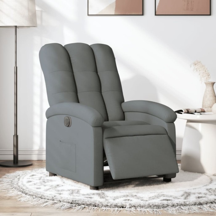 vidaXL Fotoliu rabatabil electric, gri &icirc;nchis, material textil 3204069