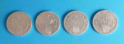 Lot x 4 monede din aluminiu 1000 Lei 2001, 2002, 2003 si 2004 foto