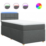 Cumpara ieftin Pat box spring cu saltea, gri inchis, 80x200 cm, textil