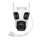 Camera de supraveghere 3 lentile, 3 obiective 8 MP, 2 CPU dual control, P2P WIFI 2.4G, PTZ cu senzor de miscare, alarma, night vision, AI detectie uma