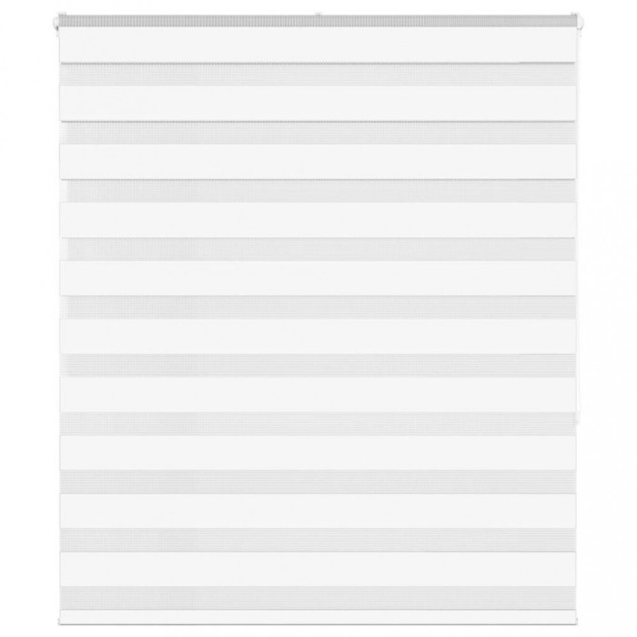 Jaluzea tip zebra alb lățime țesătură 115,9 cm poliester