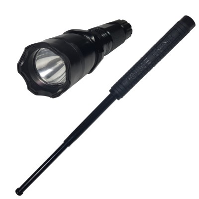 Lanterna cu electrosoc cu acumulator, LED, baston Police inclus foto