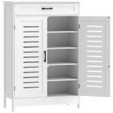 HOMCOM Dulap pentru &Icirc;ncălțăminte cu Uși cu Lamele Sertar și Rafturi Reglabile pentru 20 Perechi 78x37x115,8 cm Alb | Aosom Romania