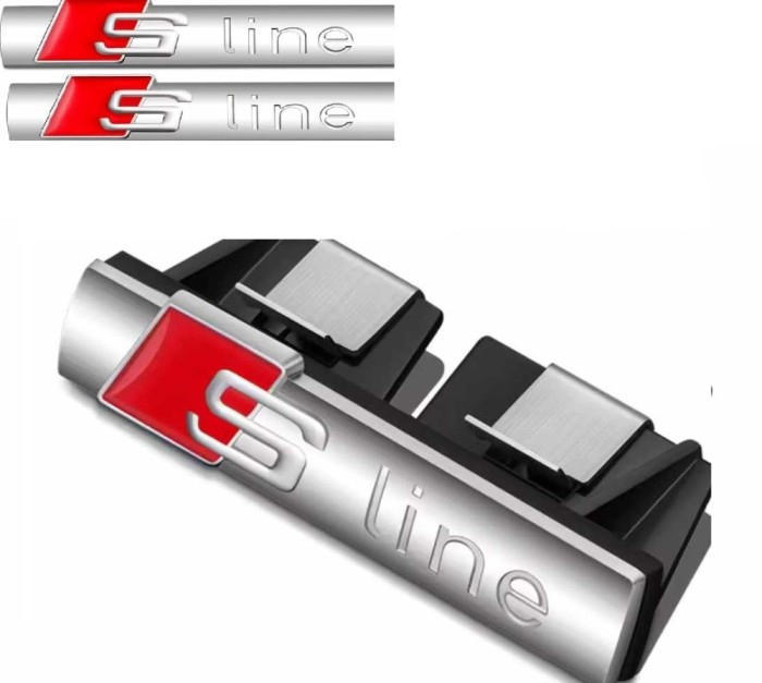 Set Embleme Audi S-line 3D grila fata +2 bucati pentru aripi Crom