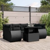 Cumpara ieftin Gossi set canapele de gradina cu perne, 7 piese, negru, poliratan