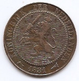 Olanda 2&frac12; Cents 1881 - Willem III / Wilhelmina, Bronz, 23.69 mm KM-108 (3), Europa