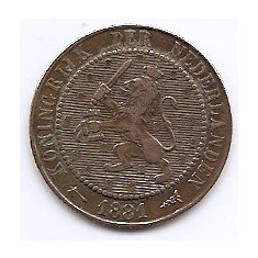 Olanda 2½ Cents 1881 - Willem III / Wilhelmina, Bronz, 23.69 mm KM-108 (3)