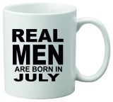 Cana alba personalizata &quot; Real Men are born in July&quot;, INOVATIX&reg;. 330ml