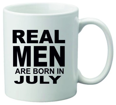 Cana alba personalizata &amp;quot; Real Men are born in July&amp;quot;, INOVATIX&amp;reg;. 330ml foto