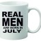 Cana alba personalizata &quot; Real Men are born in July&quot;, INOVATIX&reg;. 330ml