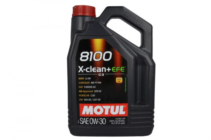 Engine oil 8100 (5L) 0W30 ; ACEA C3; BMW LL-04; CHRYSLER MS-11106; FIAT 9.55535 S3; MB 229.52; PORSCHE C30; VW 504.00; VW 507.00