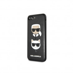 Husa Piele - Poliuretan Karl Lagerfeld pentru Apple iPhone 7 Plus / Apple iPhone 8 Plus, Karl & Choupette, Neagra KLHCI8LKICKC