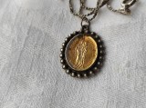 AUR in argint MEDALION 1840 FECIOARA MARIA de colectie FRANTA UNIC + Lant argint