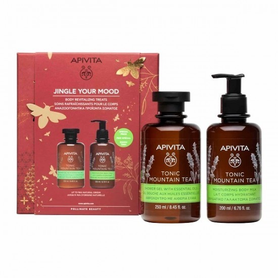 Set de &icirc;ngrijire a pielii Apivita Jingle Your Mood pentru curățarea și hidratarea corpului (2 buc.)