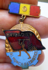 I.871 INSIGNA ROMANIA BRIGADIER AL MUNCII PATRIOTICE h44mm foto