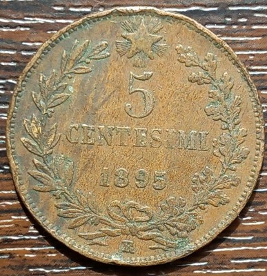 (M1915) MONEDA ITALIA - 5 CENTESIMI 1895, UMBERTO I, MAI RARA foto