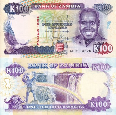 ZAMBIA 100 kwacha 1991 UNC!!! foto