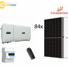 Kit sistem fotovoltaic 50kW, invertor trifazat Huawei si 84 panouri Fotovoltaice Canadian Solar 600W