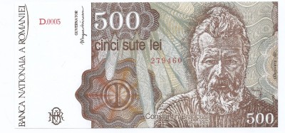 Romania 500 lei 1991 Ianuarie - Constantin Brancusi (279460) P-98a- UNC !!! foto