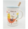 Cana din Ceramica cu lingurita si capac SPRING DAY 300 ml, Jovy