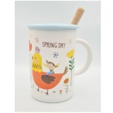 Cana din Ceramica cu lingurita si capac SPRING DAY 300 ml