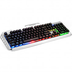 Tastatura Gaming Newmen GM816 black-silver, Iluminata LED RGB, Wired, USB foto