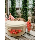 Cumpara ieftin Trusou Botez cu 8 Piese + Cutie Catifea + Lumanare - Flori Portocalii - TB904