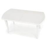 Masa living extensibila HM Fryderyk, blat MDF laminat, picioare lemn masiv, 10 persoane, 160-240x90x74 cm, alba