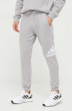 Adidas pantaloni de trening culoarea gri, cu imprimeu IC9429