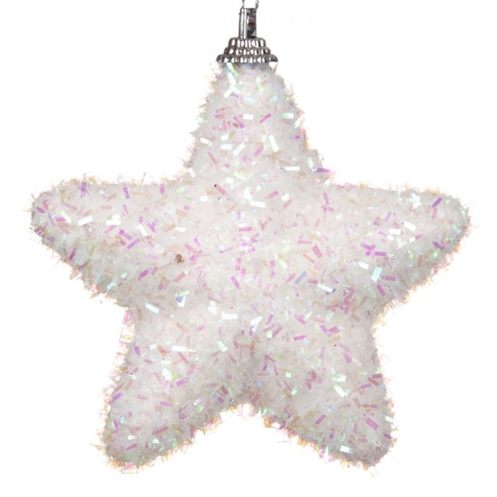 Ornament Brad Crăciun Spumă, Stea, Glitter Irizat, 9 cm