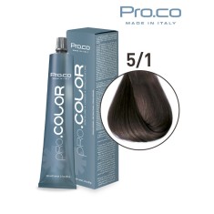Vopsea de par profesionala PRO.COLOR 100 ml - Pro.Co - 5/1 CASTANIU DESCHIS CENUSIU